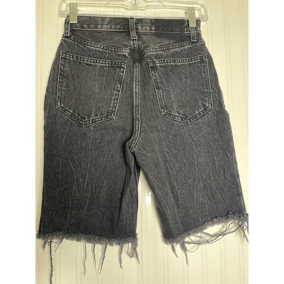 Abercrombie and Fitch Raw Hem High Rise Shorts Womens Size 24 Washed Black Urban - Picture 4 of 10